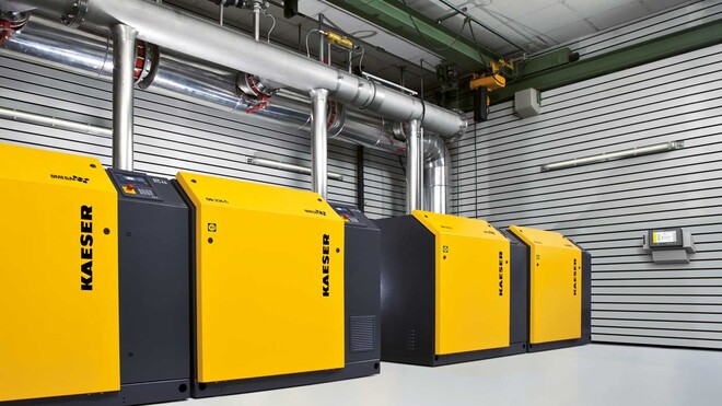 Rotary lobe blower station from KAESER Compressors.