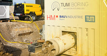 Students from the TU Munich working on the world’s fastest tunnel boring machine – assisted by KAESER’s M 65 portable compressor.