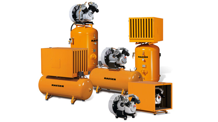 EUROCOMP series reciprocating compressors for workshop use.