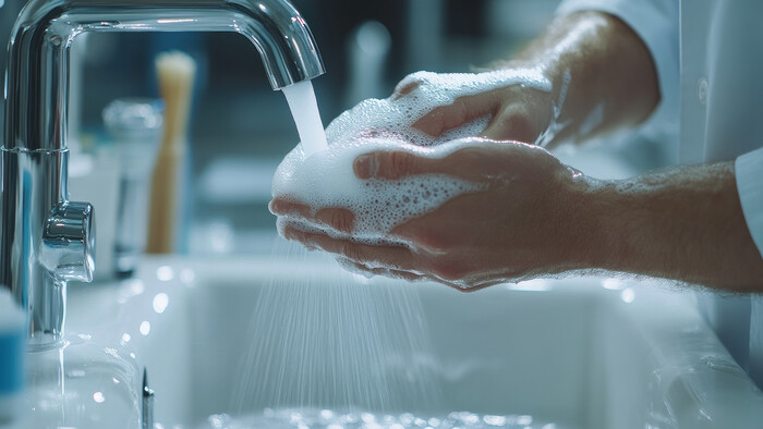 น้ำร้อนสำหรับล้างมือสร้างขึ้นโดยใช้การนำพลังงานความร้อนกลับมาใช้ใหม่จากเครื่องปั๊มลม